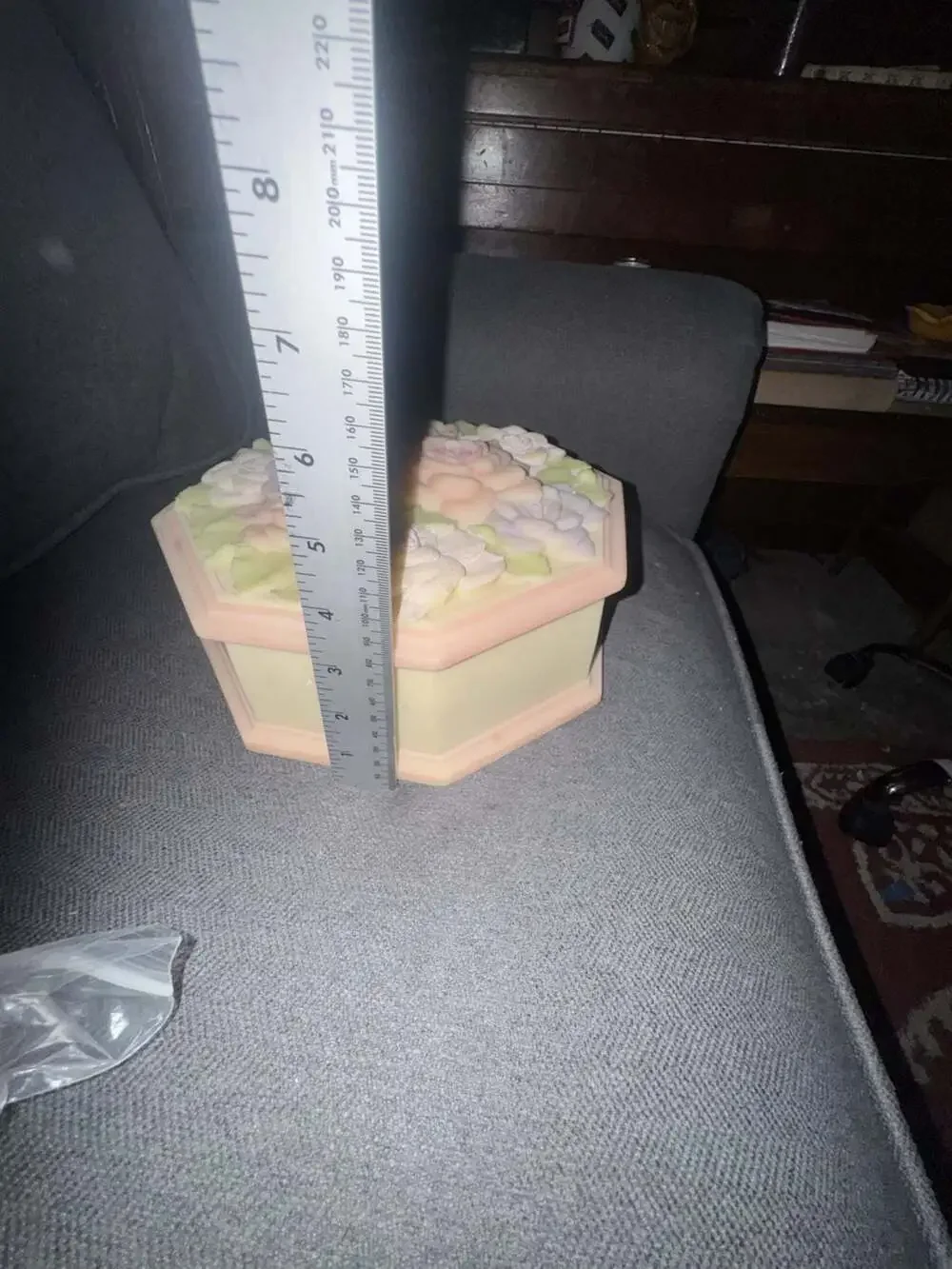 Vintage Resin Box Jewelry Box Octagon 7.5